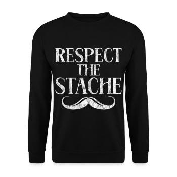 Respect The Stache 3 - Unisex Pullover - Schwarz - Vorne - Alina (178cm) & Michal (187cm)