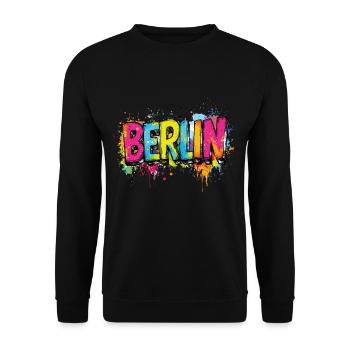 Berlin Graffiti Police Street Art Style Urbain - Sweat-shirt Unisexe - noir - Devant - Alina (178cm) & Michal (187cm)