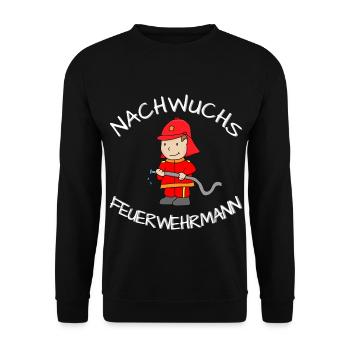 Nachwuchs Feuerwehrmann Feuerwehr Kind Geschenk - Unisex Pullover - Schwarz - Vorne - Alina (178cm) & Michal (187cm)