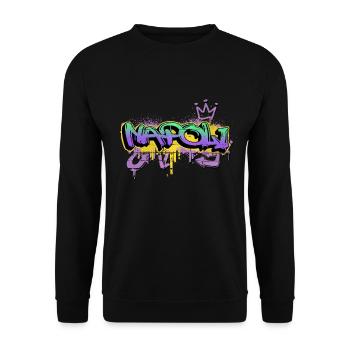 Neapel Napoli Italien Stadt Graffiti Spray Sprayer - Unisex Pullover - Schwarz - Vorne - Alina (178cm) & Michal (187cm)