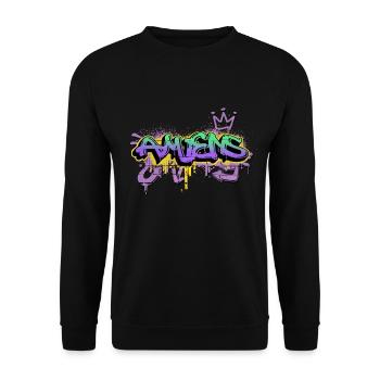 Amiens France City Graffiti Spray Sprayer - Unisex Sweatshirt - black - Front - Alina (178cm) & Michal (187cm)