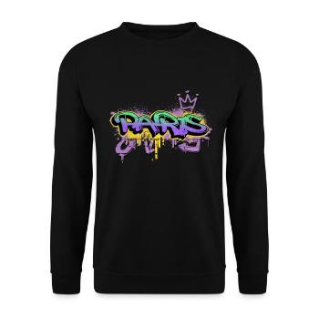 Paris Frankreich Stadt Graffiti Spray Sprayer - Unisex Pullover - Schwarz - Vorne - Alina (178cm) & Michal (187cm)