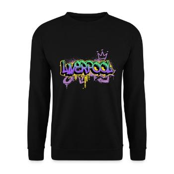 Liverpool Angleterre UK City Graffiti Spray Sprayer - Sweat-shirt Unisexe - noir - Devant - Alina (178cm) & Michal (187cm)