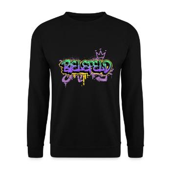 Bielefeld Deutschland Stadt Graffiti Spray Sprayer - Unisex Pullover - Schwarz - Vorne - Alina (178cm) & Michal (187cm)