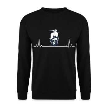 Roller Fahrer Scootering Motorrad Moped Herzschlag - Unisex Pullover - Schwarz - Vorne - Alina (178cm) & Michal (187cm)
