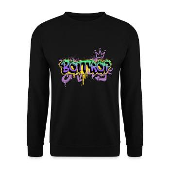 Bottrop Deutschland Stadt Graffiti Spray Sprayer - Unisex Pullover - Schwarz - Vorne - Alina (178cm) & Michal (187cm)