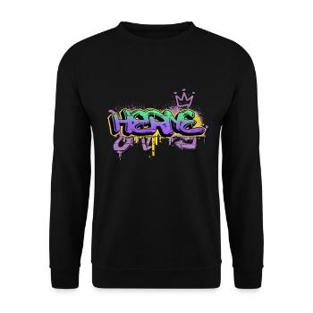 Herne Germany City Graffiti Spray Sprayer - Unisex Sweatshirt - black - Front - Alina (178cm) & Michal (187cm)