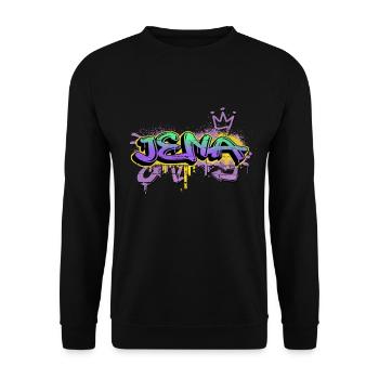 Jena Deutschland Stadt Graffiti Spray Sprayer - Unisex Pullover - Schwarz - Vorne - Alina (178cm) & Michal (187cm)
