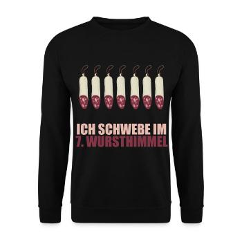 Ich schwebe im 7 Wursthimmel - Unisex Pullover - Schwarz - Vorne - Alina (178cm) & Michal (187cm)