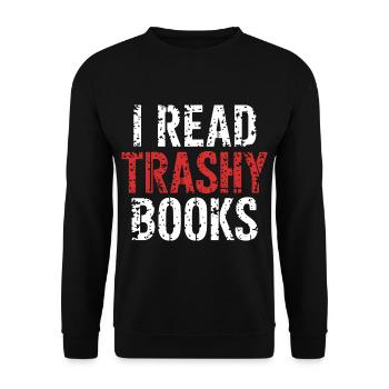 I Read Trashy Books 13 - Unisex Pullover - Schwarz - Vorne - Alina (178cm) & Michal (187cm)