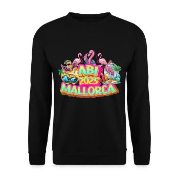 Abi 2025 Mallorca Malle Party Feiern Bier Flamingo - Unisex Pullover - Schwarz - Vorne - Alina (178cm) & Michal (187cm)
