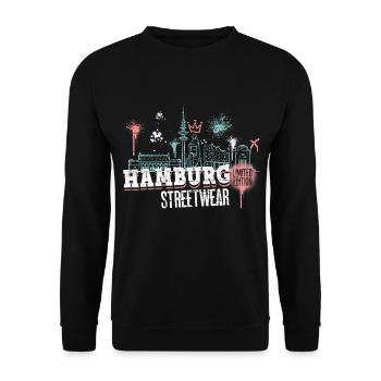 Hambourg, Skyline, ville, Allemagne, Graffiti - Sweat-shirt Unisexe - noir - Devant - Alina (178cm) & Michal (187cm)