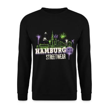 Hambourg, Skyline, ville, Allemagne, Graffiti - Sweat-shirt Unisexe - noir - Devant - Alina (178cm) & Michal (187cm)