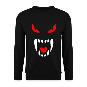 Loup-garou | Monstre yeux rouges crocs effrayant - Sweat-shirt Unisexe - noir - Devant - Alina (178cm) & Michal (187cm)