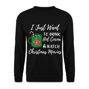 Ich will nur heißen Kakao & Weihnachtsfilm schauen - Unisex Pullover - Schwarz - Vorne - Alina (178cm) & Michal (187cm)