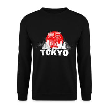 Tokyo Japon Asie Ville Skyline Police Grunge - Sweat-shirt Unisexe - noir - Devant - Alina (178cm) & Michal (187cm)