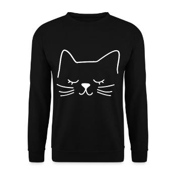 Cat Silhouette Outline Drawing Lineart Art - Unisex Sweatshirt - black - Front - Alina (178cm) & Michal (187cm)