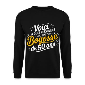 50 BECHER - Unisex Pullover - Schwarz - Vorne - Alina (178cm) & Michal (187cm)