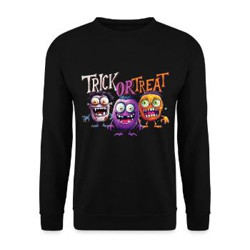 Halloween Monstre Trick Or Treat Mignon Creepy - Sweat-shirt Unisexe - noir - Devant - Alina (178cm) & Michal (187cm)