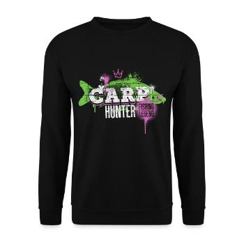 Karpfen Carp Hunter Angeln Angler Fisch Graffiti - Unisex Pullover - Schwarz - Vorne - Alina (178cm) & Michal (187cm)