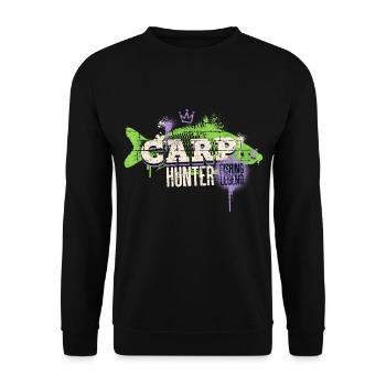 Karpfen Carp Hunter Angeln Angler Fisch Graffiti - Unisex Pullover - Schwarz - Vorne - Alina (178cm) & Michal (187cm)