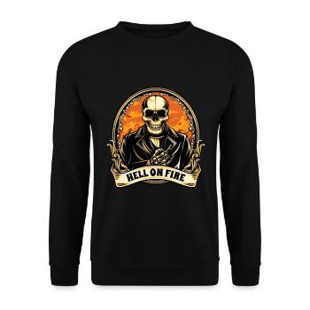 Crâne d'Halloween en enfer vintage - Sweat-shirt Unisexe - noir - Devant - Alina (178cm) & Michal (187cm)