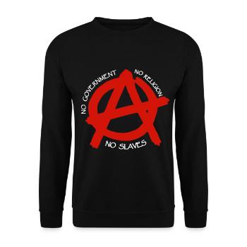 Anarchy, no religion, no government, no slaves - Unisex Sweatshirt - black - Front - Alina (178cm) & Michal (187cm)
