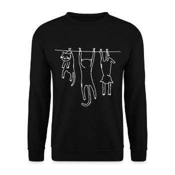Katzen Kater Stubentiger Shirts - Unisex Pullover - Schwarz - Vorne - Alina (178cm) & Michal (187cm)