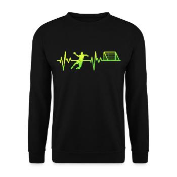 Handballer Herzlinie Handballspieler Handball - Unisex Pullover - Schwarz - Vorne - Alina (178cm) & Michal (187cm)