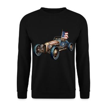 Car, RC Car ,Steampunk U.S. Flag Artist July 4th - Unisex Sweatshirt - black - Front - Alina (178cm) & Michal (187cm)