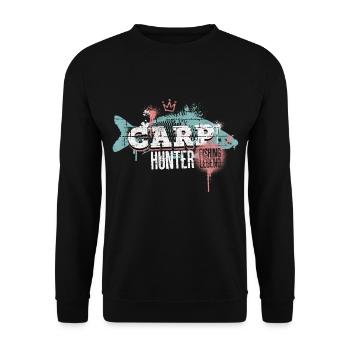 carpe carpe chasseur pêche pêcheur poisson graffiti - Sweat-shirt Unisexe - noir - Devant - Alina (178cm) & Michal (187cm)