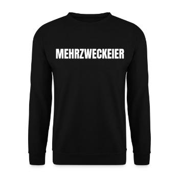 Mehrzweckeier Jugendwort Jugendsprache - Unisex Pullover - Schwarz - Vorne - Alina (178cm) & Michal (187cm)