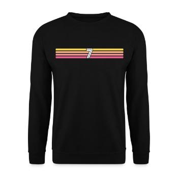 7 Trikotnummer 7 – 7 Jahre alter Retro 7 Geburtstag - Unisex Pullover - Schwarz - Vorne - Alina (178cm) & Michal (187cm)