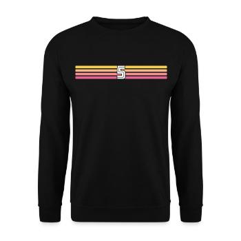 5 Trikotnummer 5 – 5 Jahre alter Retro 5 Geburtstag - Unisex Pullover - Schwarz - Vorne - Alina (178cm) & Michal (187cm)