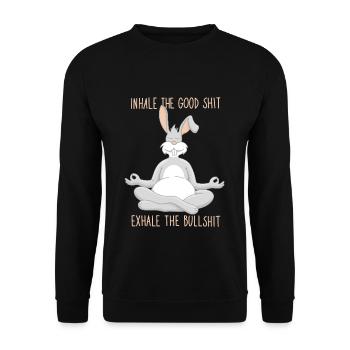 Inhale good shit exhale bullshit Rabbit Yoga - Unisex Sweatshirt - black - Front - Alina (178cm) & Michal (187cm)