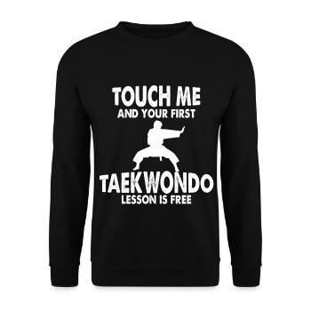 Taekwondo lustiger Spruch Geschenk Kampf - Unisex Pullover - Schwarz - Vorne - Alina (178cm) & Michal (187cm)