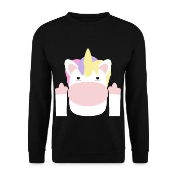 Mittelfinger - Unisex Pullover - Schwarz - Vorne - Alina (178cm) & Michal (187cm)