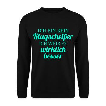 Ich bin kein Klugscheißer - Unisex Pullover - Schwarz - Vorne - Alina (178cm) & Michal (187cm)