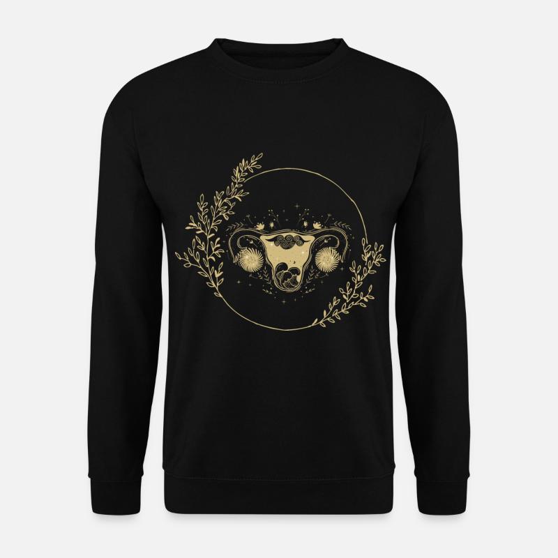 Uterus Feminismus Frau Universum Blumen Schwanger - Unisex Pullover - Schwarz
