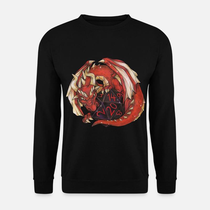 Drache Dragon mit D20 Würfel Dice Rollplay game - Unisex Pullover - Schwarz