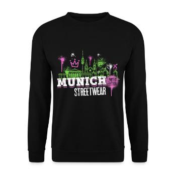 Munich Munich Skyline City Germany Graffiti - Unisex Sweatshirt - black - Front - Alina (178cm) & Michal (187cm)