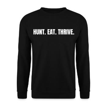 HUNT. MANGE. PROSPÉRER. Mode de vie ancestral carnivore - Sweat-shirt Unisexe - noir - Devant - Alina (178cm) & Michal (187cm)