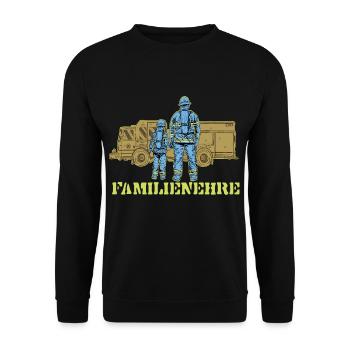 Fire brigade family honor, firefighter son father - Unisex Sweatshirt - black - Front - Alina (178cm) & Michal (187cm)