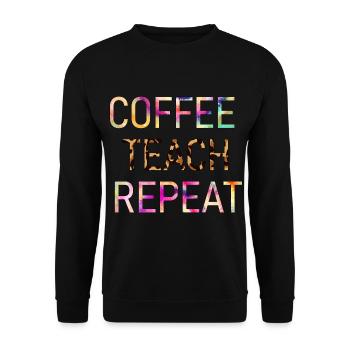 Café Teach Repeat Drôle de Prof 2021 - Sweat-shirt Unisexe - noir - Devant - Alina (178cm) & Michal (187cm)