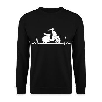 Roller Fahrer Scootering Motorrad Moped Herzschlag - Unisex Pullover - Schwarz - Vorne - Alina (178cm) & Michal (187cm)