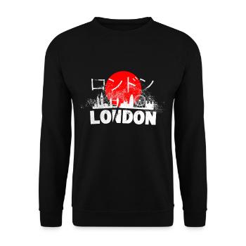 London England UK Stadt Japan Japanisch Schrift - Unisex Pullover - Schwarz - Vorne - Alina (178cm) & Michal (187cm)