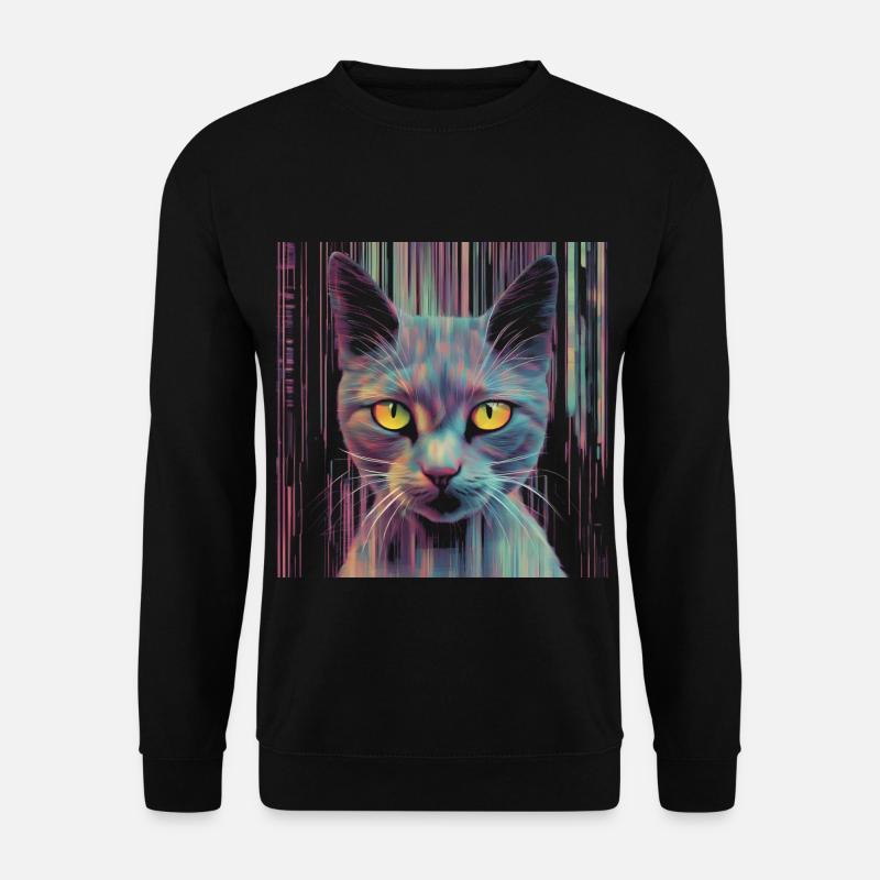 Katze Glitch - Unisex Pullover - Schwarz