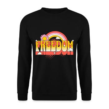Freedom, Peace, Justice, Tolerance, Love - Unisex Sweatshirt - black - Front - Alina (178cm) & Michal (187cm)