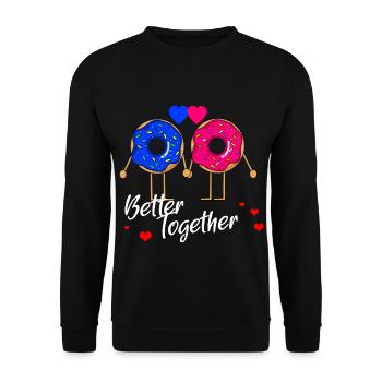 Donut Love Partners Saint-Valentin - Better Together - Sweat-shirt Unisexe - noir - Devant - Alina (178cm) & Michal (187cm)