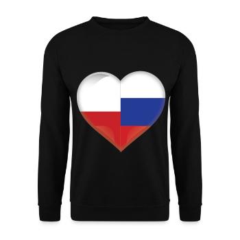 Polen Russland Flagge Herz Liebe Polnisch Russisch - Unisex Pullover - Schwarz - Vorne - Alina (178cm) & Michal (187cm)